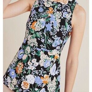 Maeve Anthropologie Brenner Floral Peplum Top New Large L Sleeveless RARE